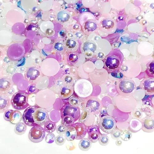 Miniatura 13 de Diamantes de imitación de media perla roja y negra de 1.06 oz para manualidades, tamaño mixto de 0.116 a 0.394 pulgadas, diamantes de imitación