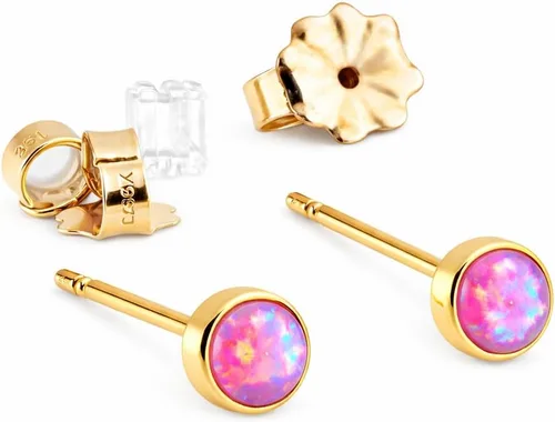 Miniatura 15 de Juego de aretes pequeños de oro con bisel, bola para cartílago, tragus, hélice, múltiples joyas hipoalergénicas de piedra natal para mujer