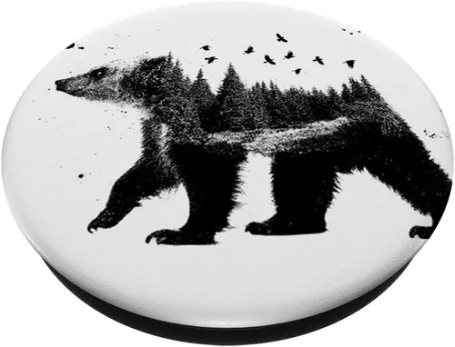 Miniatura 2 de Bear Wood Canada – Enchufe de osito de palo de madera para teléfonos y tabletas, Negro