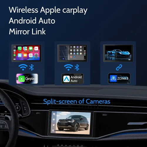 Miniatura 2 de Haudio Estéreo inalámbrico de doble DIN de 7 pulgadas con Carplay y Android Auto, Bluetooth, canal RCA, cámara de respaldo, SWC, FM/AM, pantalla