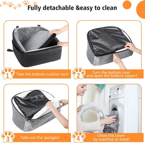 Miniatura 5 de NEEZUKAR Asiento de automóvil para perros pequeños, asiento elevador desmontable y lavable para perros de menos de 30 libras, asiento de automóvil