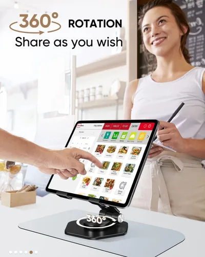 Miniatura 5 de Soporte Plegable de Aluminio para Tableta para Escritorio, Soporte Giratorio de 360° para iPad y Tableta – Soporte de Escritorio Portátil y Estable