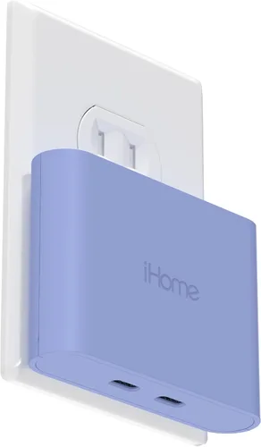 Miniatura 9 de iHome Cargador USB-C multipuerto de 40 W, bloque plano de 2 puertos AC Pro, adaptador de pared de carga rápida dual