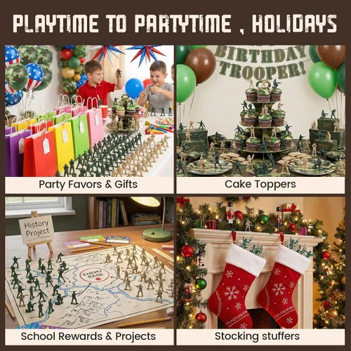Miniatura 6 de LovesTown - 100 figuras del ejército para hombres, soldados de juguete para niños, de plástico verde y amarillo, juguete clásico, regalos de regreso