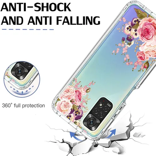 Miniatura 7 de Funda para Redmi Note 11 (4G)/Redmi Note 11S con protector de pantalla de vidrio templado, cuerpo completo, lindo diseño floral, a prueba de golpes