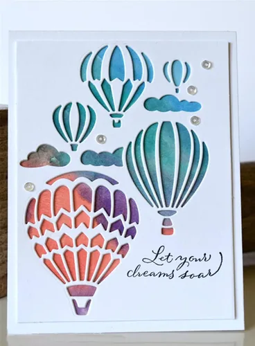 Miniatura 5 de hinana Troqueles de metal con forma de nube de globos, plantillas de corte de globos de aire caliente para manualidades, álbumes de recortes, fotos
