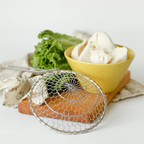 Miniatura 4 de Colador de araña asiática de acero inoxidable, desnatador profesional de alambre de cocina con herramientas de cesta de malla en espiral