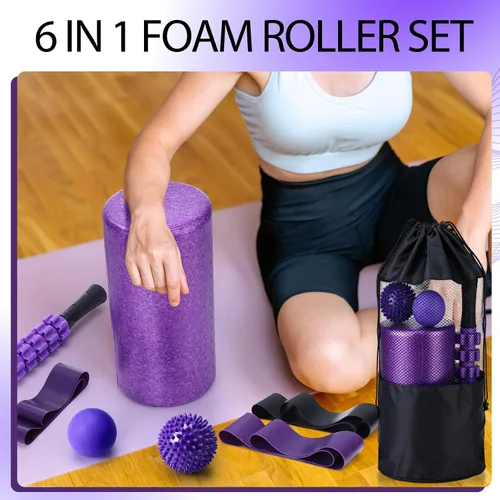 Miniatura 4 de Soulchen Juego de 12 rodillos de espuma – Kit de recuperación muscular profunda 6 en 1, incluye rodillo de espalda, bola de masaje, palo muscular