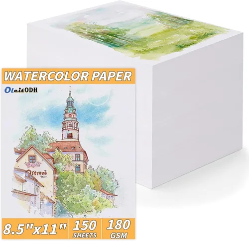 150 hojas de papel para acuarela a granel, papel de color blanco para estudiantes de pintura, adultos, artistas, dibujo - 65LB/180GSM papel de arte