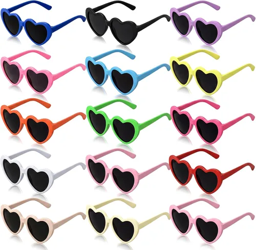 Weewooday 15 Pieces Dog Sunglasses Cat Sunglasses Retro Small Pet Heart Metal Glasses Puppy Funny Cosplay Glasses Doll Photo Props Eyewear Costume