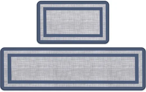 Miniatura 13 de Mattitude Juego de 2 tapetes de cocina, acolchados antifatiga antideslizantes, ergonómicos, cómodos para cocina, suelo, oficina, fregadero, azul