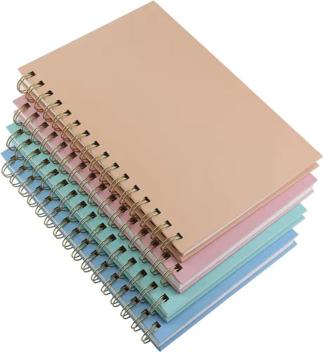 Paquete de 4 cuadernos en espiral de tapa dura de 5.7 x 8.5 pulgadas, 80 hojas/160 páginas, cuaderno rayado universitario, papel grueso de 100 GSM,