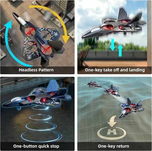 Miniatura 5 de Avión de control remoto de espuma MSKOLER para niños de 8 a 12 años, avión RC de 2.4 GHz con luces coloridas, volteretas de 360° y giros Gris