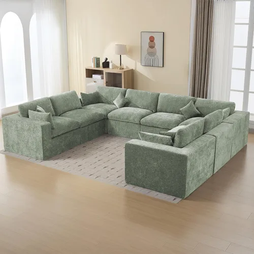 Miniatura 32 de Sofá modular sin hueso de 115 pulgadas, sofá modular modular con otomana, tapizado de gran tamaño, convertible, cómodo sofá de felpilla de 4 plazas