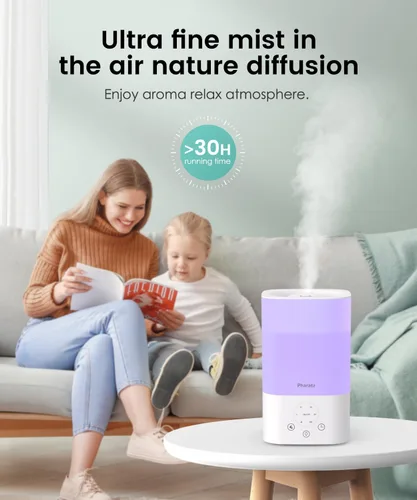 Miniatura 4 de Pharata Humidificadores para dormitorio y hogar, 3.5L humidificadores de niebla fría con llenado superior para bebé, habitación grande, plantas