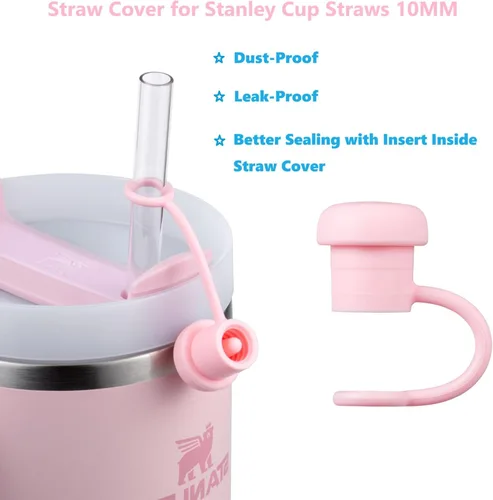 Miniatura 6 de Paquete de 6 fundas con popote para copa Stanley, tapas de popote de silicona para vasos Stanley de 40, 30, 20 onzas, tapas de popote para vaso