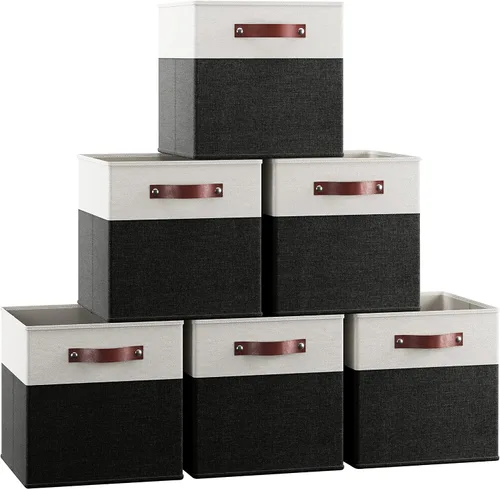Miniatura 11 de Ornavo Home Cubos de Almacenamiento de 11 x 11 Pulgadas, Contenedores de Almacenamiento de Tela Plegables y Colapsables, Caja Organizadora de Cubo