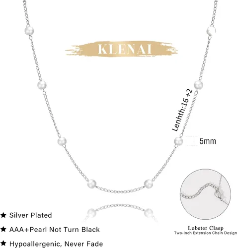 Miniatura 5 de Collar de perlas chapado en oro de 14 quilates en capas, cadena de espiga simple, para mujer, regalos de joyería