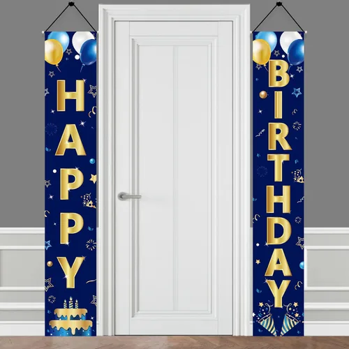 Miniatura 7 de Cartel verde para puerta de cumpleaños para mujeres y hombres, letrero de feliz cumpleaños verde negro dorado para porche, suministros de fiesta