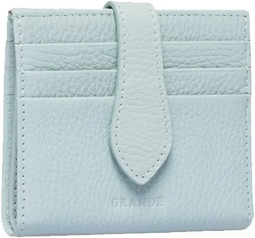 Miniatura 70 de Grande -3803 Cartera unisex, Azul (Iced Blue), Cartera delgada de cuero con cierre a presión pequeño