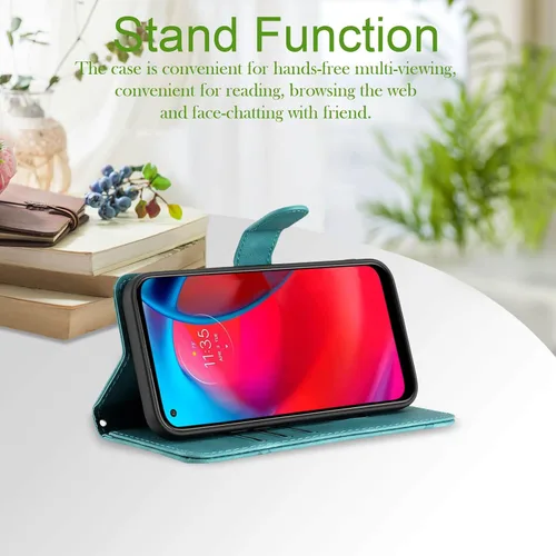 Miniatura 3 de Funda para teléfono Moto G Stylus 5G 2021, tarjetero de cuero, correa de muñeca, cierre magnético, a prueba de golpes, funda con tapa