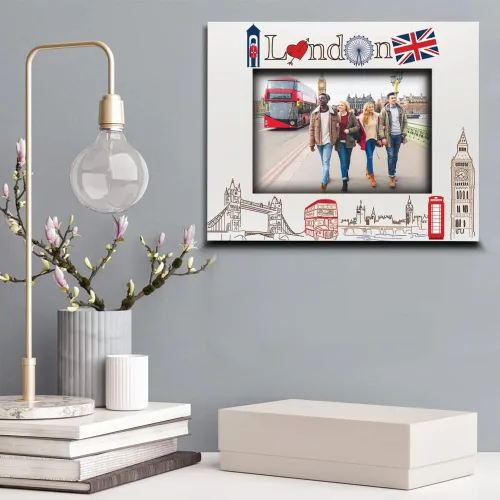 Miniatura 3 de BELLA BUSTA -Marco de fotos Londres-Boda, luna de miel, vacaciones en Londres- Impresión UV símbolos Londres Set de diseño (5x7 horizontal)
