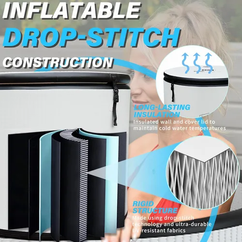 Miniatura 5 de Bañera de hielo inflable para atletas, bañera de recuperación de inmersión fría con tapa aislada, hoja de suelo de EVA, mochila, capacidad de 140