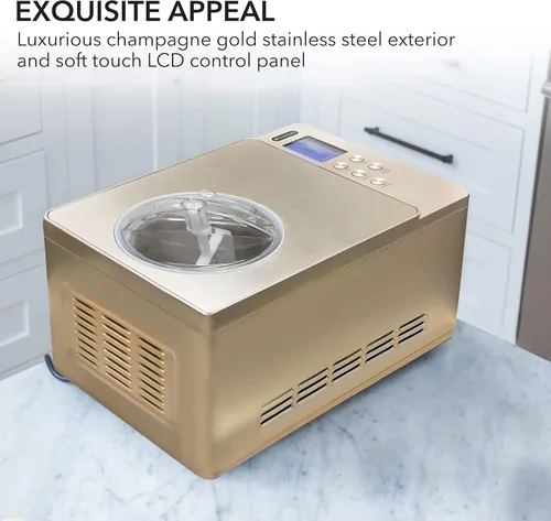 Miniatura 5 de Whynter Máquina automática para hacer helados y yogur de 2 cuartos de galón con compresor integrado, pantalla digital LCD y temporizador, sin Oro