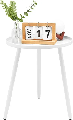 Miniatura 11 de Linpla Mesas auxiliares/auxiliares decentes – Pequeña mesa redonda decorativa, mesitas de noche estrechas de metal negro con 3 patas, ideal