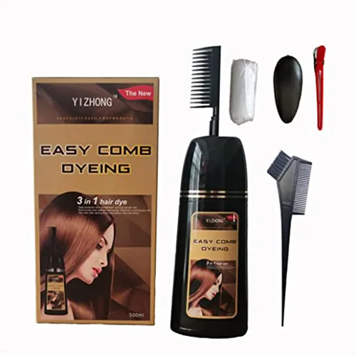 Miniatura 10 de Black Hair Dye Shampoo Permanent YIZHONG Hair Color para el cabello 100% cobertura de canas Mujeres Hombres 3 In2 Easy Comb Dyeing (negro)