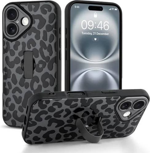 Miniatura 98 de Funda compatible con iPhone 17 Pro Max con correa de mano para los dedos, funda de teléfono con estampado de leopardo y guepardo para mujeres