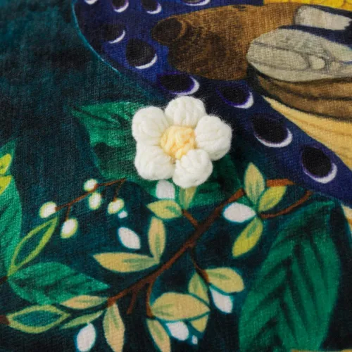 Miniatura 4 de JWH Funda de almohada con estampado de flores de pavo real azul y verde, funda de almohada decorativa de chenilla con borlas para cama, sala