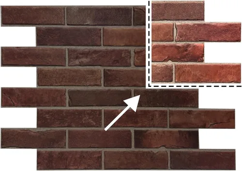 CONCORD WALLCOVERINGS Muestra para exhibir solo paneles de pared 3D Retro-Art, ladrillo sintético en rojo, PVC, 7 "x 10", 570TG