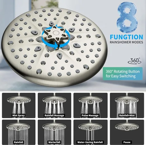 Miniatura 2 de EMBATHER Juego de grifos de ducha – Sistema de ducha de cabezal de lluvia con combo completo de mano de alta presión y kit de ajuste de válvula