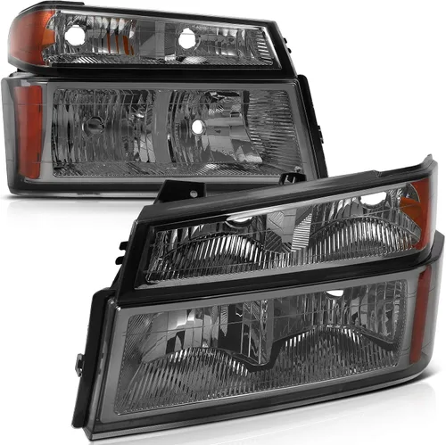 Miniatura 40 de Conjunto de faros delanteros para Chevy Avalanche 1500 2003-2006 para Avalanche 2500 03-06 para 1500 Classic 2007 carcasa negra reflector ámbar