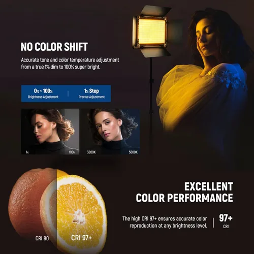 Miniatura 3 de NEEWER Luz de video LED RGB 660 PRO II mejorada con control de aplicación y kit de soporte de trípode, 2 paquetes de 50 W/1% de atenuación