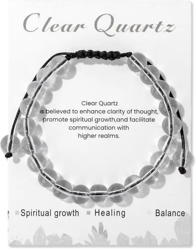 Miniatura 18 de Pulsera de cristal curativo para mujer de 8 mm de piedra natural con cuentas de cristal engarzadas, pulsera ajustable de gemas hecha a mano, joyería