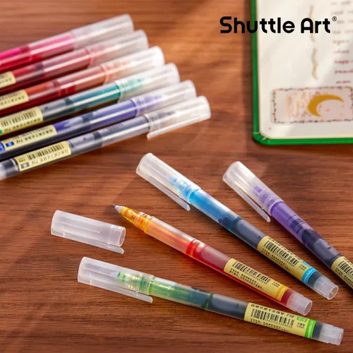 Miniatura 7 de Bolígrafos de tinta líquida Shuttle Art, 10 colores brillantes de secado rápido, punta extra fina de 0.02 pulgadas, larga duración para escritura