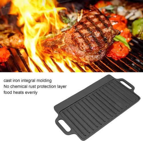 Miniatura 5 de Sartén antiadherente, estufa de interior, parrilla para el hogar, cocina de gas fundido Teppanyaki con asas, parrilla rectangular gruesa de doble