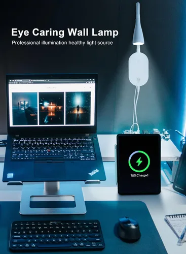 Miniatura 6 de deeloop Luz de lectura LED de montaje en pared para cama, lámpara de lectura con salida USB, 5 niveles de brillo, luces de libro de control táctil