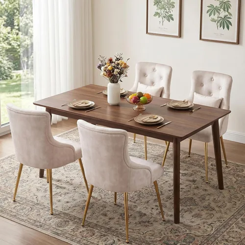 Miniatura 5 de Silla de tocador de terciopelo, silla de comedor tapizada para dormitorio, comedor, sala de maquillaje, silla moderna para sala de estar con patas