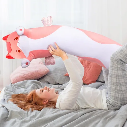 Miniatura 8 de Caaaat Almohada larga de felpa con forma de gato – Lindo animal de peluche suave, almohada extra larga para acurrucarse, regalo para niños y niñas