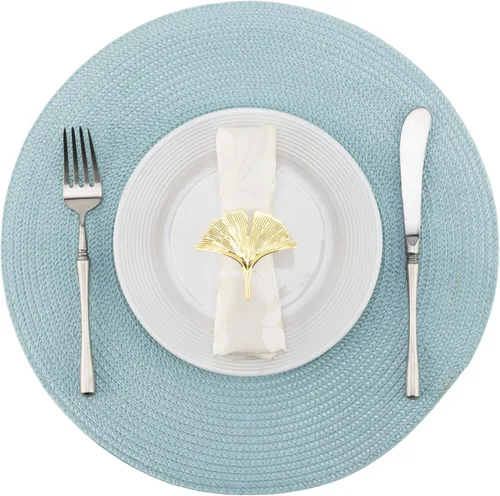 Miniatura 13 de Winknowl Juego de 4 manteles individuales redondos trenzados, lavables, tejidos resistentes al calor, para mesas de cocina, comedor, manteles Beige