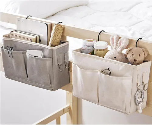 Miniatura 2 de Cosiki Bolsa de almacenamiento para colgar junto a la cama, mesita de noche, organizador de escritorio colgante para cabeceros, literas
