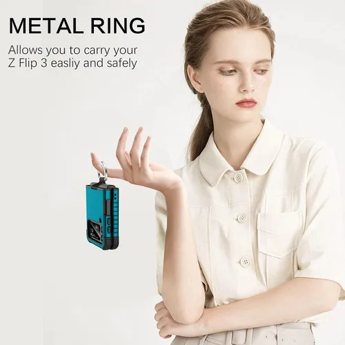 Miniatura 4 de BENTOBEN Funda para Galaxy Z Flip 3, resistente 2 en 1, a prueba de golpes, compatible con carga inalámbrica, pantalla de 6.7 pulgadas, azul profundo