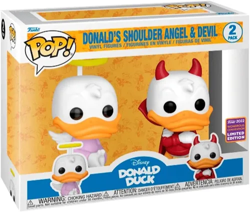 Miniatura 2 de Funko Figura de vinilo exclusiva de Donald Duck Pop! Disney Donald's Shoulder Angel & Devil