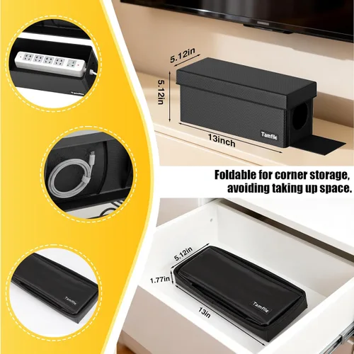 Miniatura 4 de Tamfile Caja de organización de cables, organizador de cables plegable ignífugo y cubierta, organizador de regleta grande resistente al calor