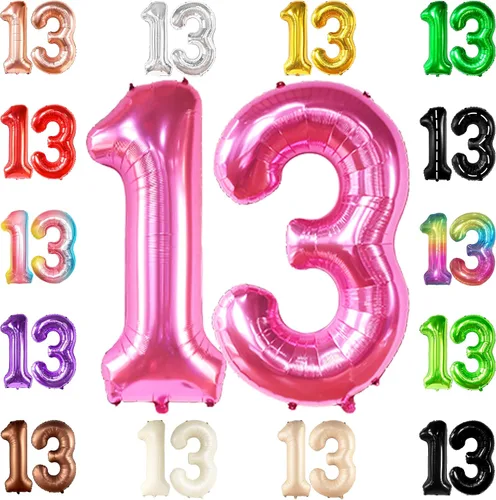 Miniatura 11 de KatchOn, Globos negros enormes del número 13, 40 pulgadas, globo negro de cumpleaños número 13 para decoraciones de cumpleaños de 13 para niños