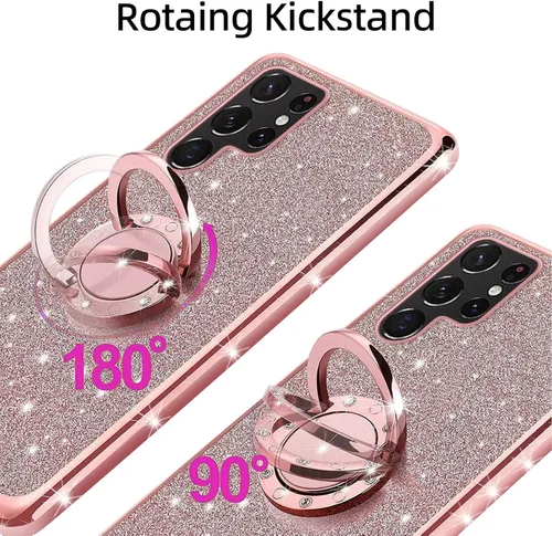 Miniatura 3 de Funda para Samsung Galaxy S22 Ultra, Samsung S22 Ultra de 6.8 pulgadas para mujer, con purpurina, cristal suave, transparente, TPU de lujo, bonita