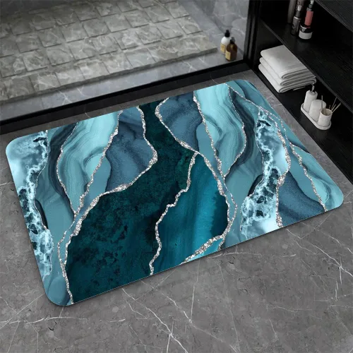 Miniatura 13 de Tapete de baño de tierra de diatomeas, arte abstracto, sol dorado, antideslizante, volumen súper absorbente, de secado rápido para baño, cocina